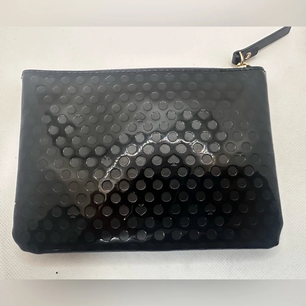Kate Spade Black Polka Dot Patent Leather Wristlet Clutch | Y2K Chic - Picture 4 of 7